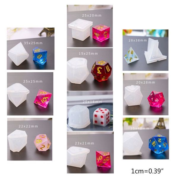

10 pcs/set new transparent silicone mold decorative crafts uv resin diy dice mould epoxy molds jewelry making moulds sets q1106