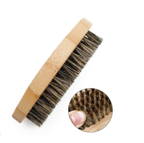 

boar bristle hair beard brush hard round wood handle anti-static boar comb hairdressing tool for men beard trim bbybcl packing2010