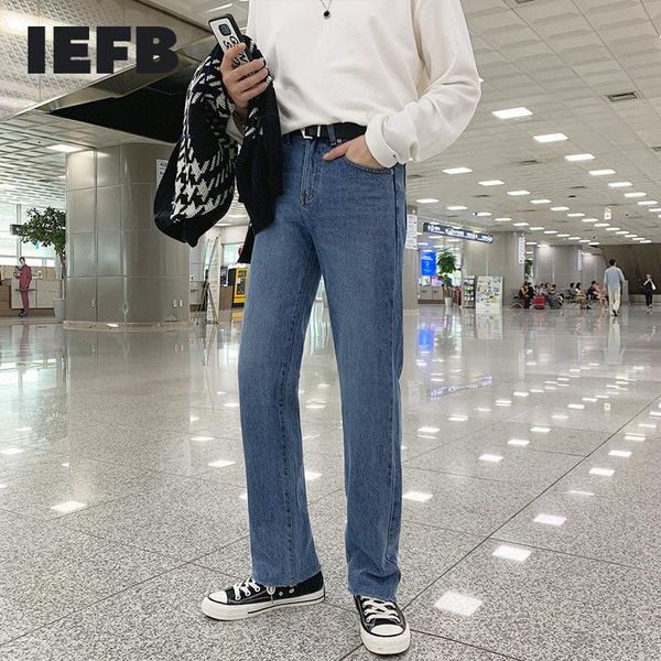 

men's jeans iefb autumn baggy for men korean fashion versatile straight pants trendy fall wide leg trend denim trousers 4240, Blue