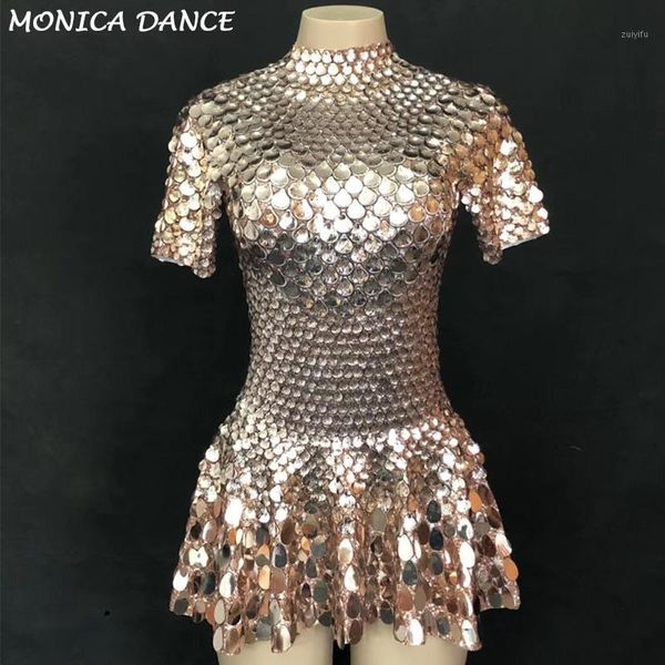 

women bling short dress full of sparkling metal shells ornaments nightclub birthday celebrate party performance costumes singer1, Black;gray