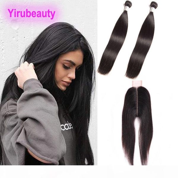 

indian raw virgin human hair 9a mink bundles with 6x2 lace closure with baby hair straight hair wefts with closure yirubeauty, Black;brown