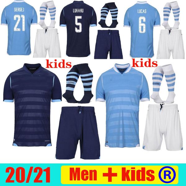 

kids 20 21 lazio away immobile soccer jerseys 2020 2021 lazio green luis bastos alberto sergej home third men child football shirts, Black;yellow