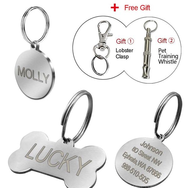 

stainless steel customized dog id tags engraved personalized cat pet tags round bone shape stainle sqcbzf