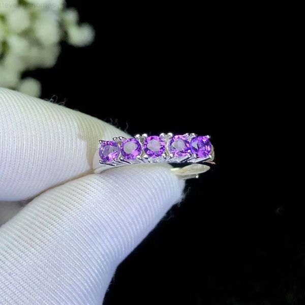 

colife band with simple 100% natural ring fashion 925 silver amethyst jewelry, Golden;silver