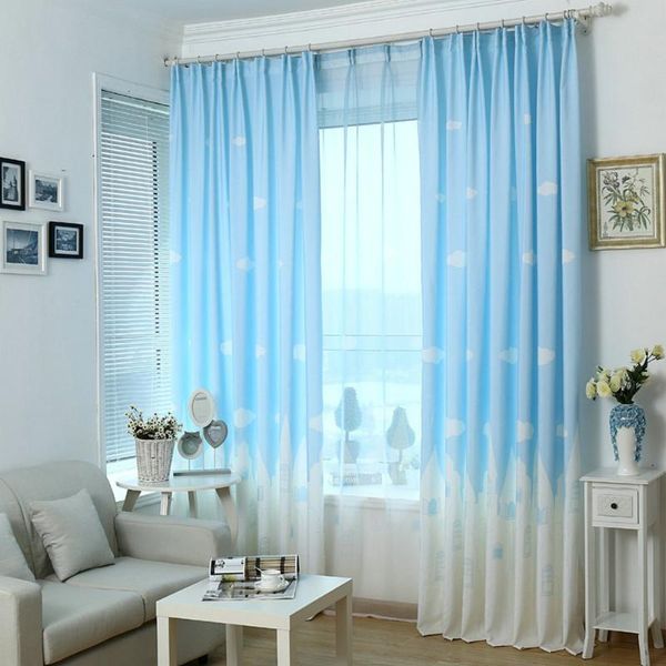

curtain & drapes pink blue color castle white clouds window kids cartoon curtains for children ' bedroom living roon kitchen