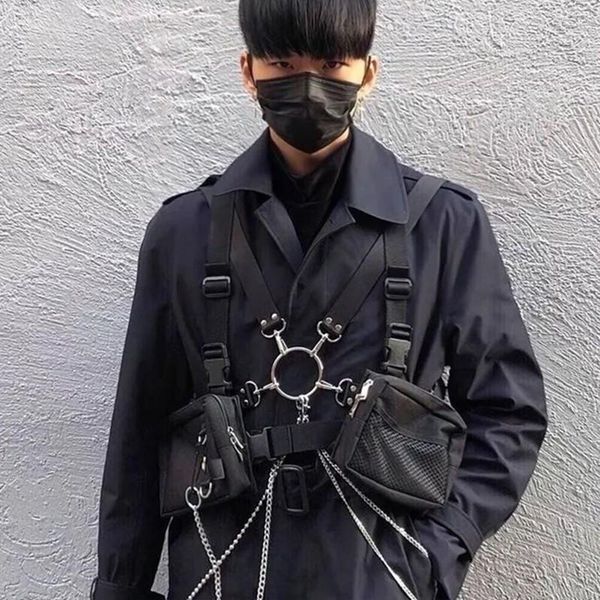 

новая панк-стрит хип-хоп жилет мужской пакет камербанд мода accessary, Black;brown