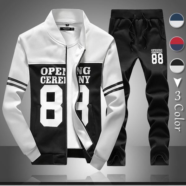 

mens fashion tracksuits 2020 brand new printed sweatshirts and sweatpants sport sets spring autumn men sweat suit clothing set, Gray