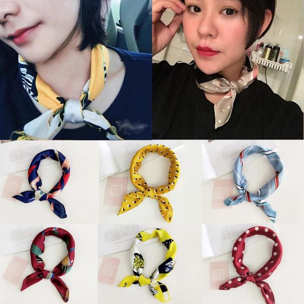 

50*50cm small scarf squares scarf office l handkerchief women professional decorative print silk hair neck, Blue;gray
