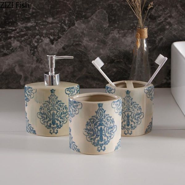 

bath accessory set chinese style ceramic mouth cup soap dispenser and toothbrush holder lotion bottle modern home bathroom accessories wash