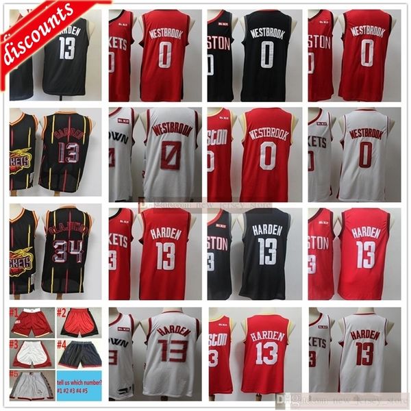 

2020 new season basketball james 13 harden jerseys russell 0 westbrook black white red city jerseys shorts for man, Black;red