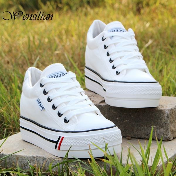 

platform sneakers woman vulcanize shoes wedge casual shoes breathable trainers female sneakers lace up tenis basket femme y200801, Black