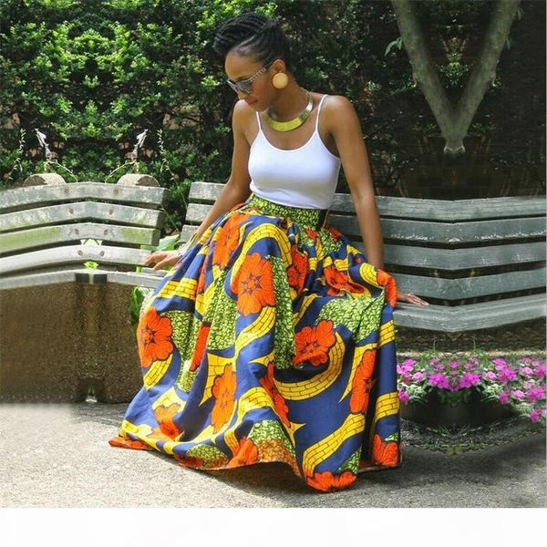 

women long african skirt maxi printed traditional africa style cloth lady loose skirt female plus size s-xl, Black