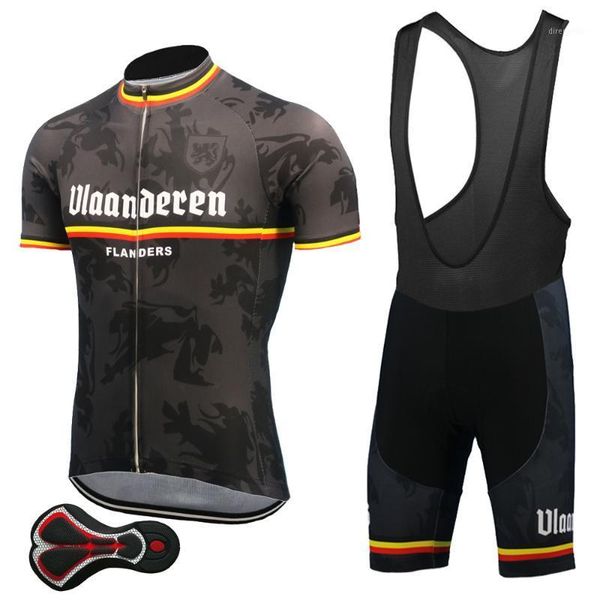 

cycling jersey set flanders ropa ciclismo hombre belgium cycling clothing black bike jersey bib shorts gel pad1, Black;blue