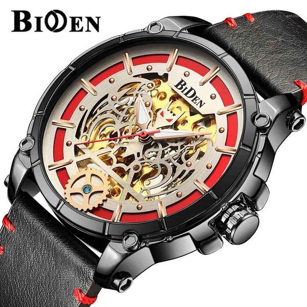 

men's watch biden cool men watch skeleton automatic mechanical watches male waterproof clock relogio masculino1, Slivery;brown