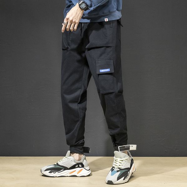 

autumn winter heavy brand corset overalls casual and small leg pants men's korean fashion loose, Black