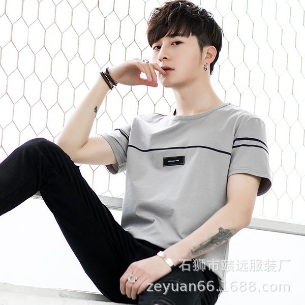 

7021 color korean fashion t-shirt summer student slim men's clothes handsome personality short sleeve, White;black