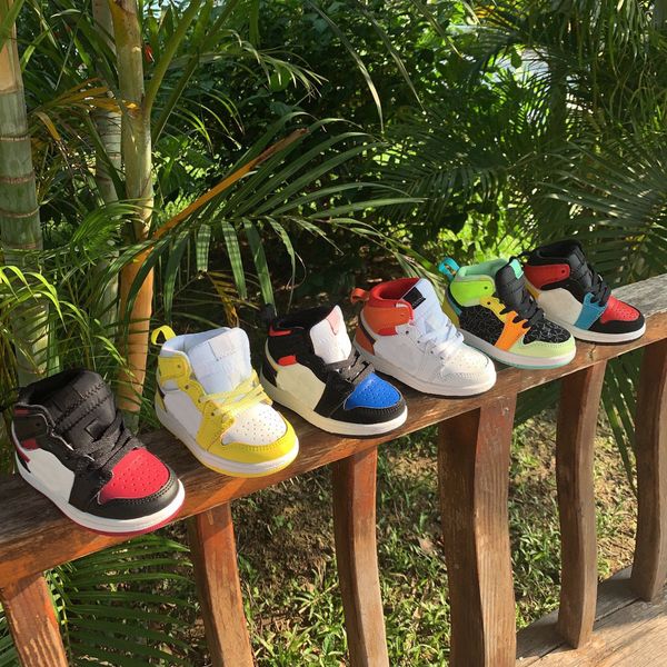 

infants sneakers 1 mid se gs black aurora green opti yellow j i mid orange volt chicago black toe mismatch theme floral embroidery kids shoe