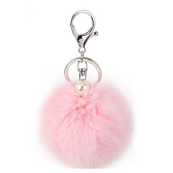 

fashion fluffy artificial rabbit fur ball key chain pompons for women girl bag pendant jewelry key ring holder pr007 f bbygpe, Slivery;golden