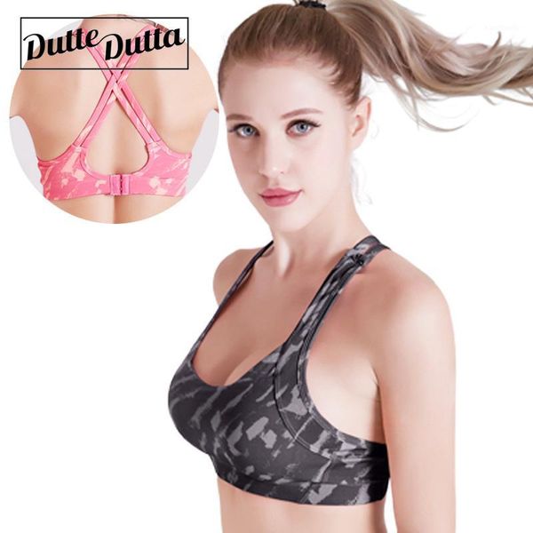 

gym clothing women sport printed cross yoga bra sports for female compression fitness wear brassiere woman1, White;black