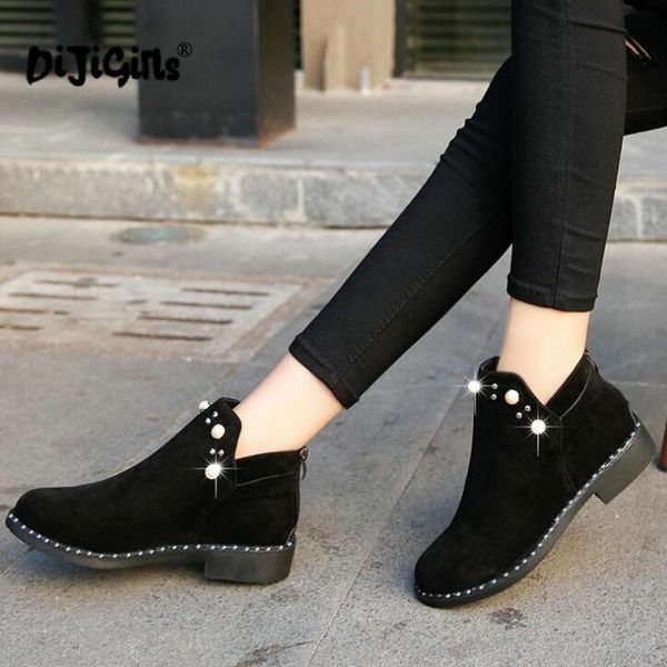 

горячая продажа зимней осени вскользь ботинки женщин квартиры теплые ботинки женщин botas ботинки снега botas mujer zapatos плюс размер drop, Black