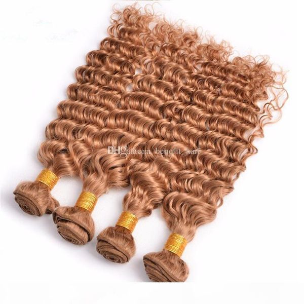 

honey blonde hair #27 deep wave bundles 4pcs lot curly hair weft #27 strawberry blonde human hair weave extensions 10-30, Black