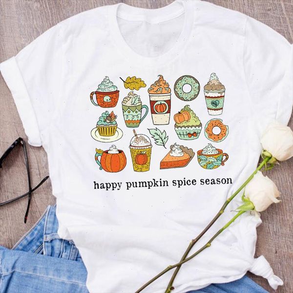 

women graphic 90s coffee cookies thanksgiving autumn fall halloween clothes lady tees female t shirt womens t shirt, White