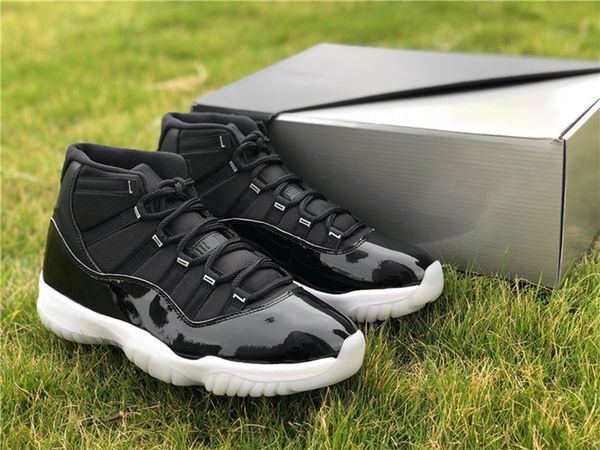 

authentic 11 72-10 25th anniversary air high black clear white metallic silver 11s mens basketball shoes sports sneakers with box us 7-13