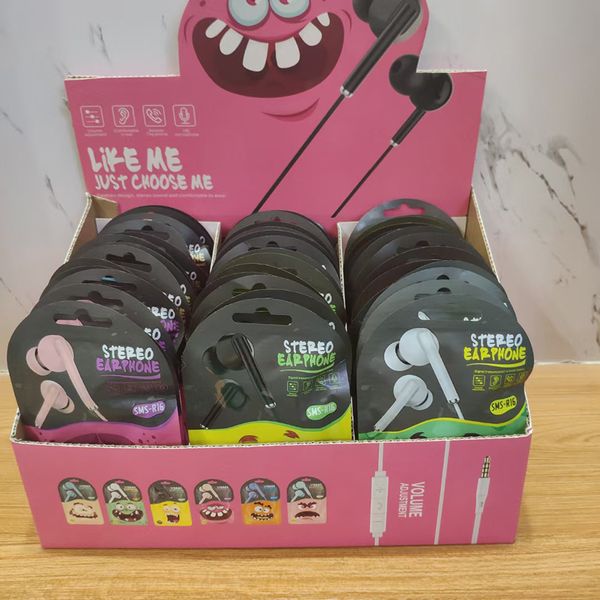 

wired mobile earphones r16 with strong bass suitable for smartphone online chatting call wired in color bag with diaplay box