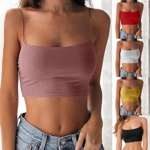

fashion women tank tube crop sleeveless solid camisoles ladies slim short strappy vest summer streetwear 2021, Gray;blue