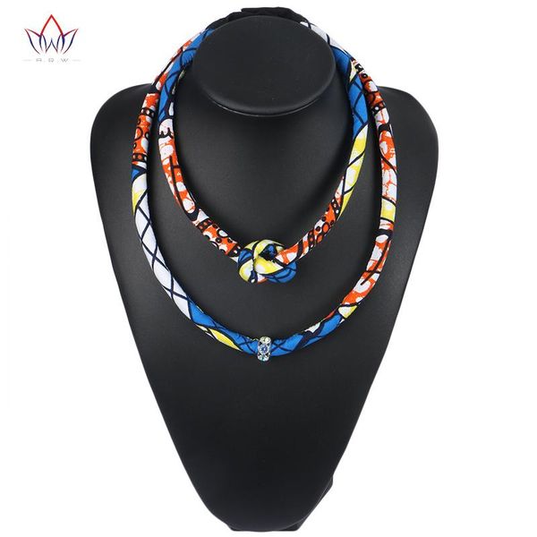 

brw 2020 new design colorful african wax print double layer beads choker necklaces for women rope chain weave necklace wyb12, Silver