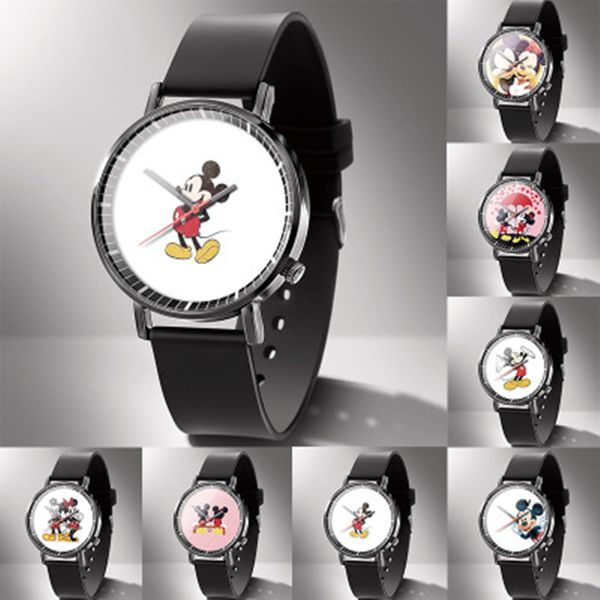 

2020 ladies watch new leisure wrist watch quartz wristwatchs sports gold crystal wrist watchs wristband clock same style mickey mouse patte, Slivery;brown