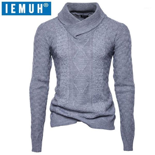 

iemuh 2020 autumn winter men's wool sweaters men's fashion collar color mandarin collar sweater casual standard of sweaters1, White;black