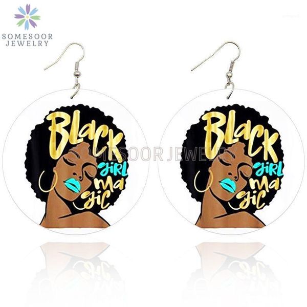 

dangle & chandelier somesoor black girl magic loops wooden drop earrings afro natural hair melanin poppin art both sides printed for women g, Silver