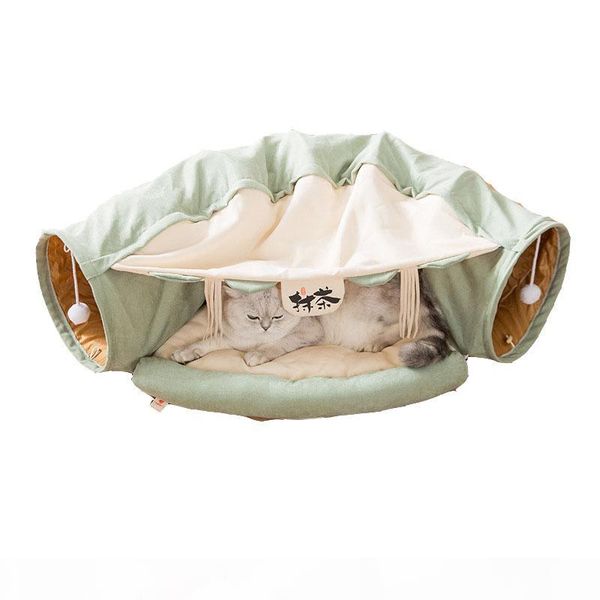 

four seasons universal cat tunnel ins cat bed removable and washable channel rolling floor chinchilla nest villa toy