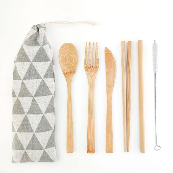 

creative travel cutlery flatware bamboo utensils set reusable eco friendly portable fork spoon set tableware accessories