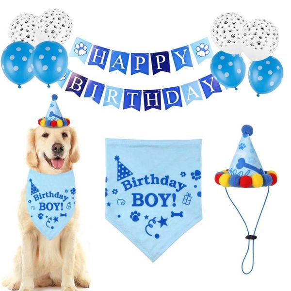 

dog apparel scarf hat set handmade adjustable triangular towel birthday party decor cat collar banner accessories diy pet supplies