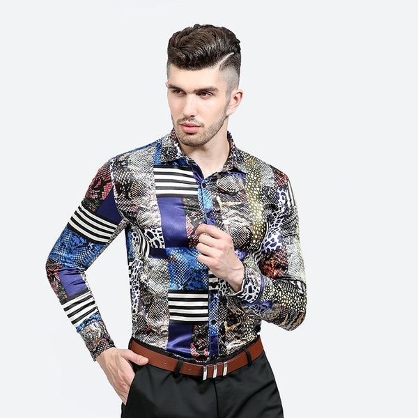 

european style creative 3d leopard printing fashion long sleeve shirt new arrival 2018 nightclub boutique shirt men -xxl1, White;black