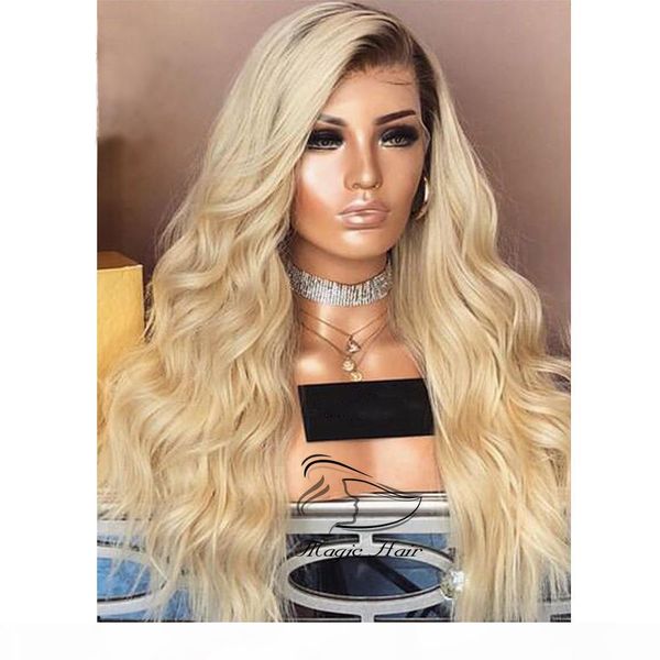 

wavy ombre t1b 613 blonde lace front wigs pre plucked with baby hair 150% 180% 250% density human hair wigs, Black