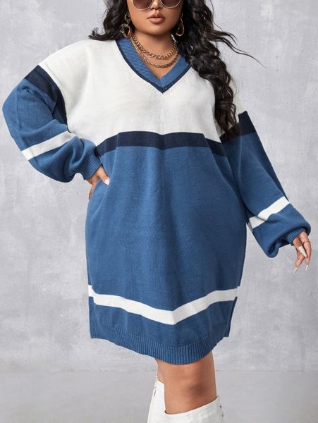 

plus cut and sew bishop sleeve sweater dress i3gv#, Black