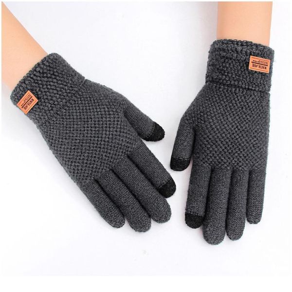 

autumn winter full finger warm mittens fashion solid color touch screen wrist gloves wool knitted outdoor ridin jlllwf, Black