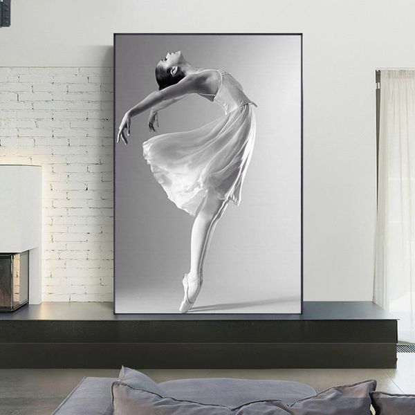 

canvas painting black and white ballet dance posters and prints nordic style girl portrait pictures for home decoration wall art