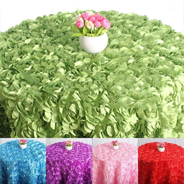 

10pc/lot 3d rose flower tablecloth floral round banquet tablecloths wedding supply party table cover washable don't need iron1