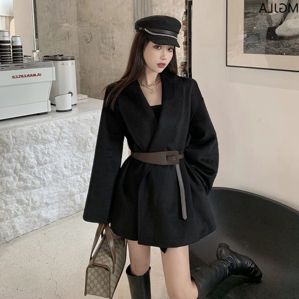

jacket women's fall/winter all-match explosive suit 2021 new black mid-length small woolen coat coats and jackets women