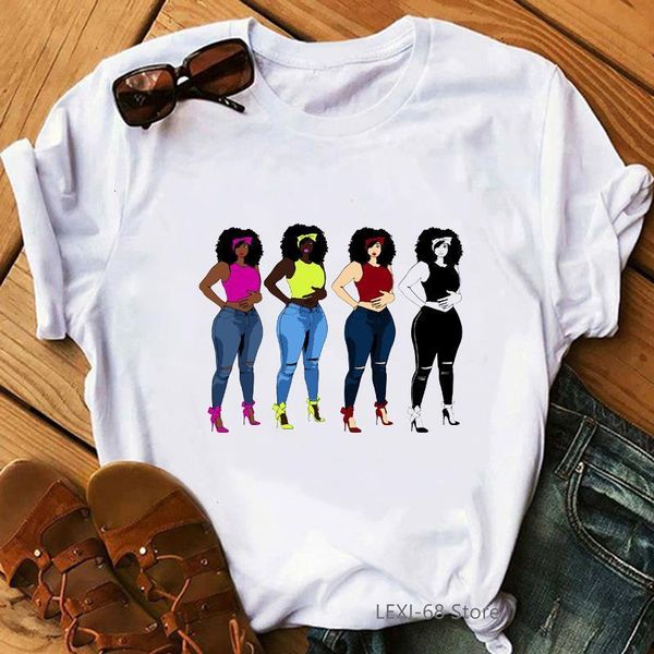 

melanin poppin shirt women african american black girl magic tee shirt femme black lives matter streetwear 90s tumblr clothes, White
