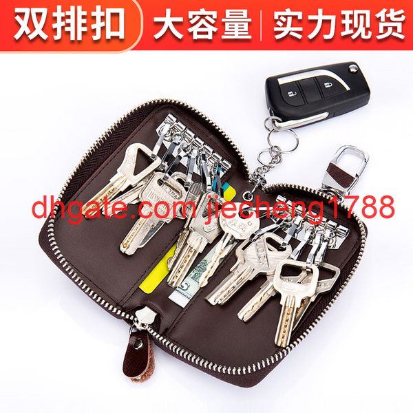 

special key bag multi function zipper leather men's household key bag large capacity women's, Red;black