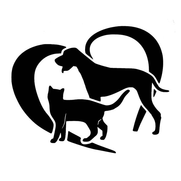 

12.7cm*10.1cm love cat dog vinyl car decal sticker black/silver c10-00464