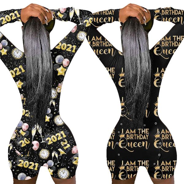 

i am the birthday queen 2021 womens open back romper back butt bum open shorts ladies long sleeve jumpsuit pajama suit bodysuit e122901, White