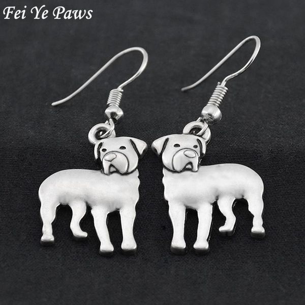 

dangle & chandelier fei ye paws rottweiler dog drop earrings brincos big long for women earings fashion jewelry pendientes bijoux femme, Silver
