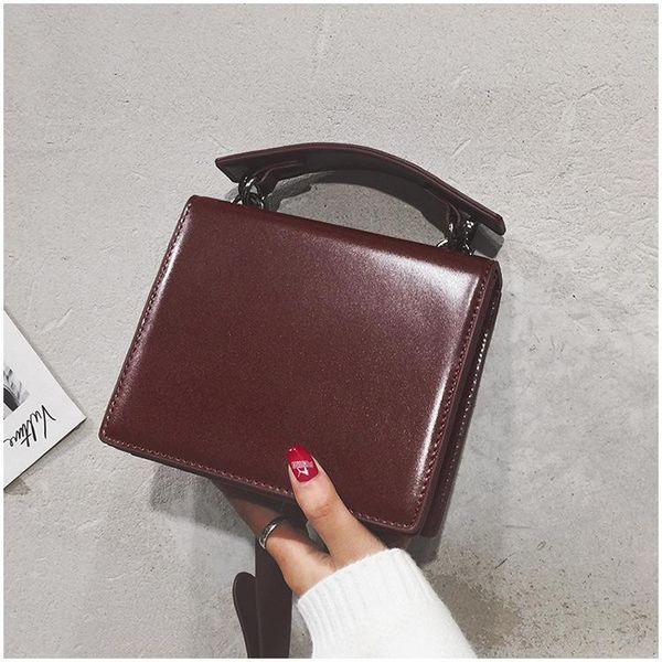 

vintage oil pu leather designer handbag new simple retro women messenger bag fashion shoulder bag female square crossbody