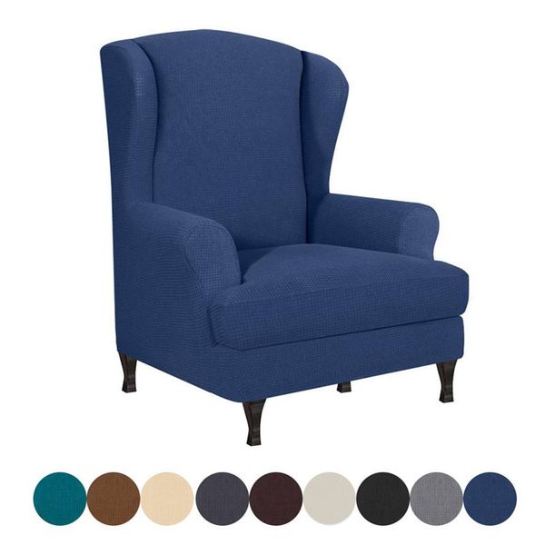 

2pcs/set stretch wingback chair cover jacquard armchair cover waterproof wing back sofa slipcover solid arm chair slipcover